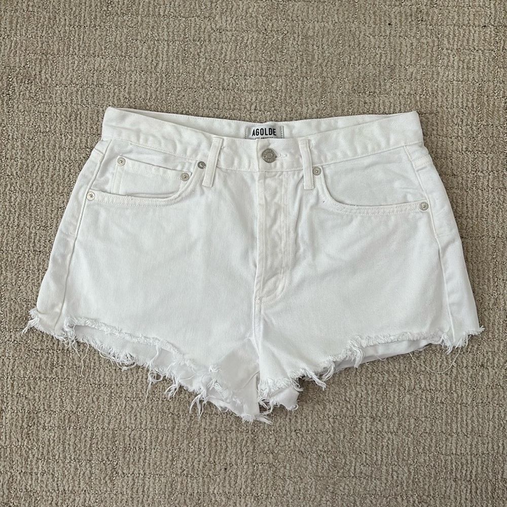 Agolde White Jean Shorts